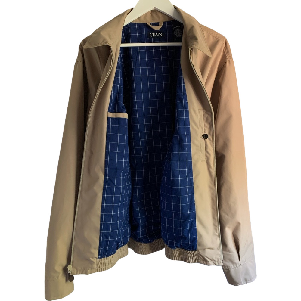 🧥 Chaps Harrington Jacket Tan Full Zip Cotton Jacket XL NWOT - Picture 2 of 8